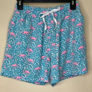 Men’s Chubbies blue and pink flamingo swim shorts trunks size medium